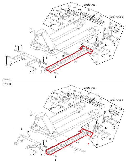 Push Pull Rod Assembly Fork Length 1800mm HPT-D Total Lifter 144TA2705