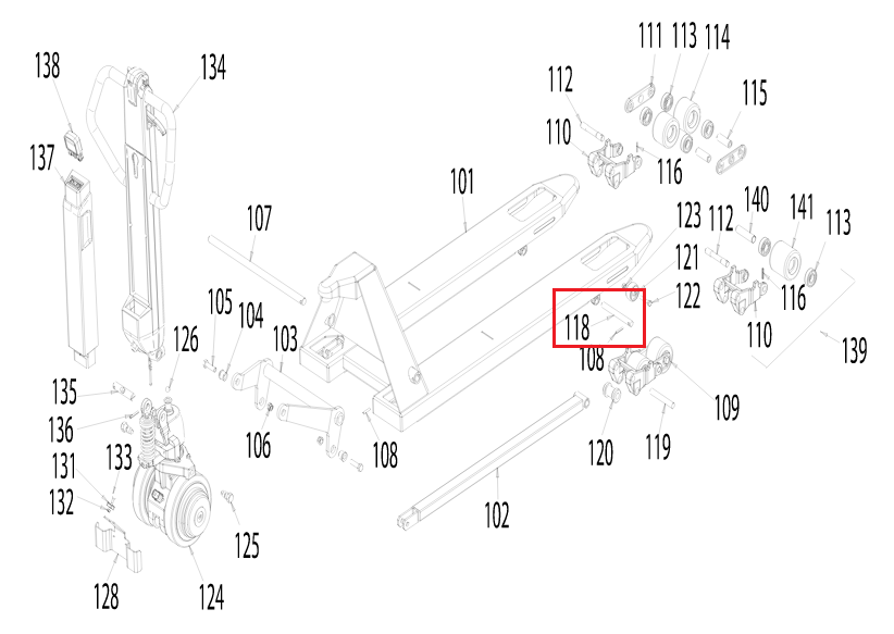 Pramac Lifter PX2000 Axle 16mm x 150mm S0002205040