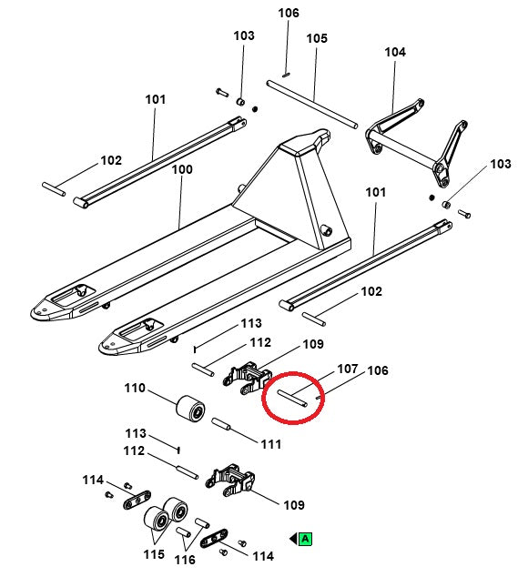 Pramac Lifter GS BASIC-25 Axle 16mm x 150mm S0002205040